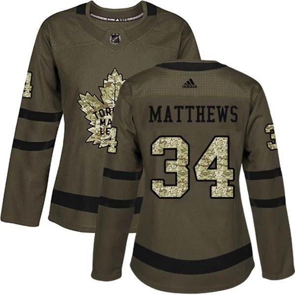 Damen Toronto Maple Leafs Trikot Auston Matthews 34 Camo Grün Authentic